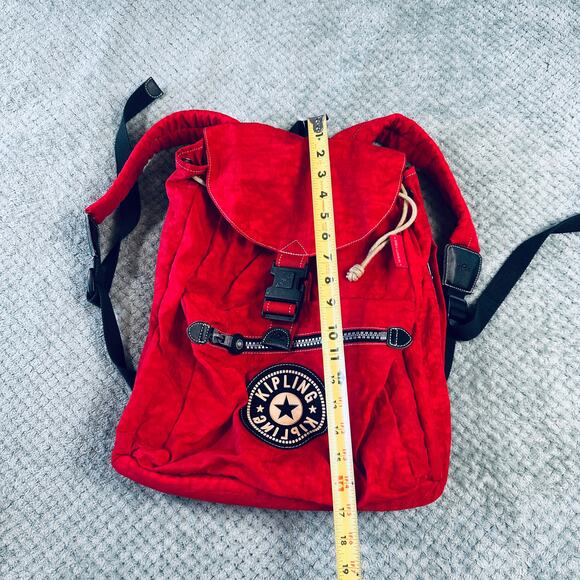 RARE 90s Vintage Kipling Oversized Large Logo Red Backpack Traveling Retro - Picture 5 of 8
